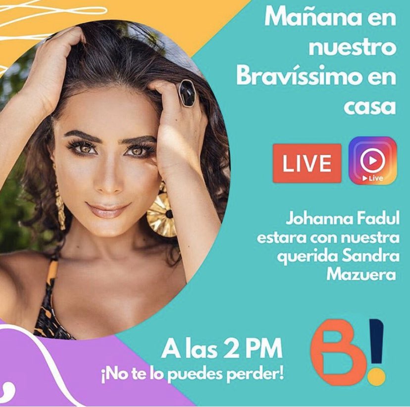 Mañana en nuestro live de <a href="/BravissimoCity/">Bravíssimo</a> nos estará acompañando la bella y talentosa <a href="/JohaFadul/">JOHANNA FADUL</a> con <a href="/sandramazuera1/">SANDRA MAZUERA</a> los esperamos <a href="/Citytv/">Canal Citytv</a> <a href="/MarceloCezan/">Marcelo Cezan</a> <a href="/moni_molano/">MONICA MOLANO 💫</a> <a href="/YoSoyImitador/">George Pinzón</a> 2:00pm.