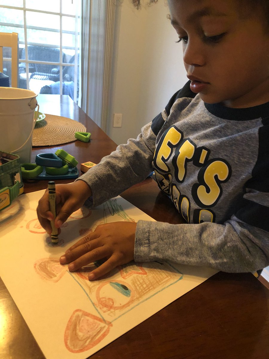 ReneeLWhite5's tweet photo. My little dude worked on identifying his shapes & created a shape stamp picture about our science movie on bears yesterday. Then he made a @ChatterPixIt of it to share what he learned about bears in @Seesaw . #W3ringcircus #preschool #JrHawk #HAWKSsoar https://t.co/HPFYhHoRhJ