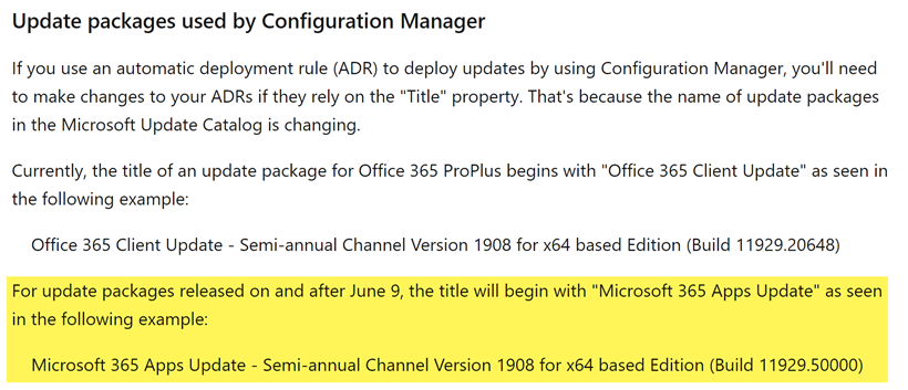 rnabmitra's tweet image. For #ConfigMgr #MECM #MEMCM customers, with the new name change for #Office 365 ProPlus aka OPP to Microsoft 365 Apps for enterprise, do plan to update your ADRs
docs.microsoft.com/en-us/deployof…