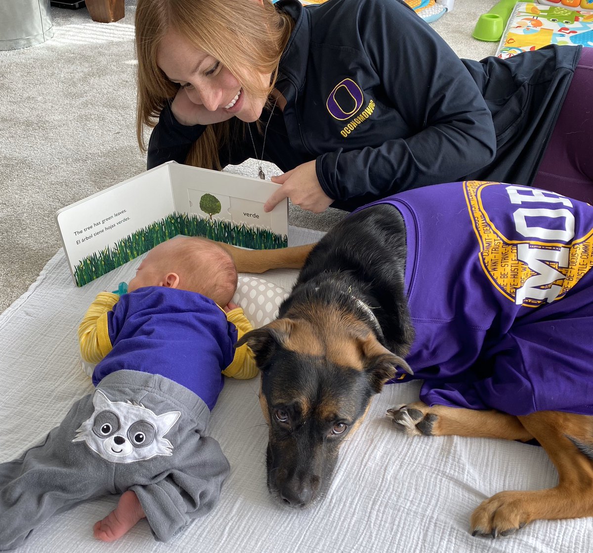 OCONpiorkowski's tweet photo. Showing all sorts of OconPride in the house today!! Tommy’s been practicing los colores, Belle is working on increasing her engagement in Spanish lessons, and Tommy & Bryce are doing their multilingual interdisciplinary book talk over Zoom. Collaboration!! #VirtualOconPride https://t.co/2Cm9HX3f8G