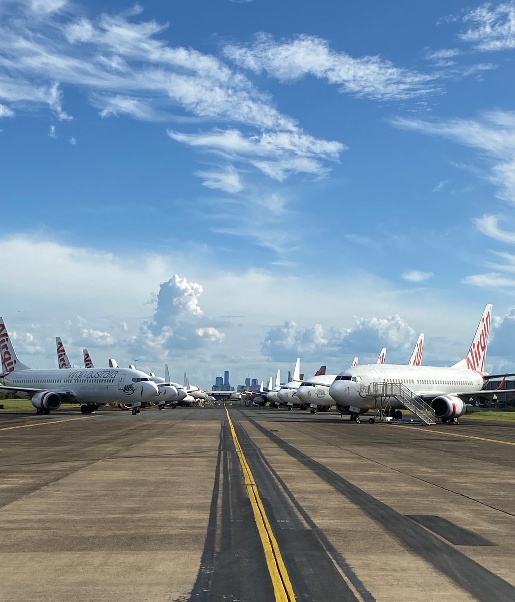 (cont.)  Brisbane Airport is expecting up to 100 aircraft could be parked on its property. It's even converted one of its old runways into extra parking spots. It's not charging companies for the privilege. ( c/o Brisbane Airport)