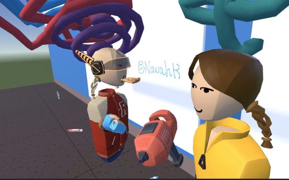 IvaLeon's tweet photo. Can’t go out and socialize no problem!! VR to the rescue💕we hung out at the @BetterWorldMuse hosted by @paigedansinger with @navahberg @paoplayz in @recroom We watched the sunset and made a VR Garden🌱I was in such a good mood after!!🌈 https://t.co/IgFlLArS4l