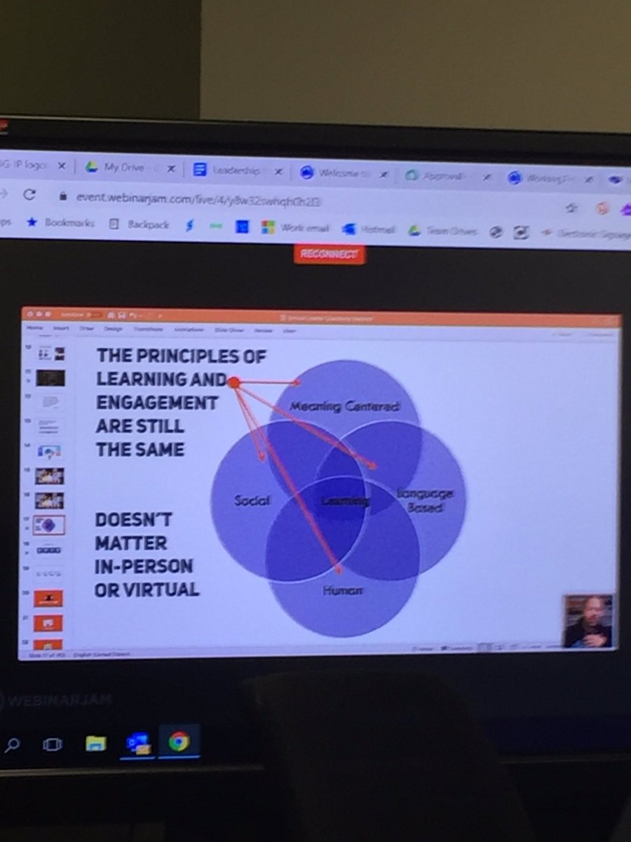 NicSNicholson's tweet photo. Powerful message from @ajjuliani ‘The principles of learning remain the same whether it is face to face or remote.  It has to be meaning centred, social, human &amp; language based’.   @ACTEducation  #CWSC @gcouros https://t.co/xAzdKwxZQO