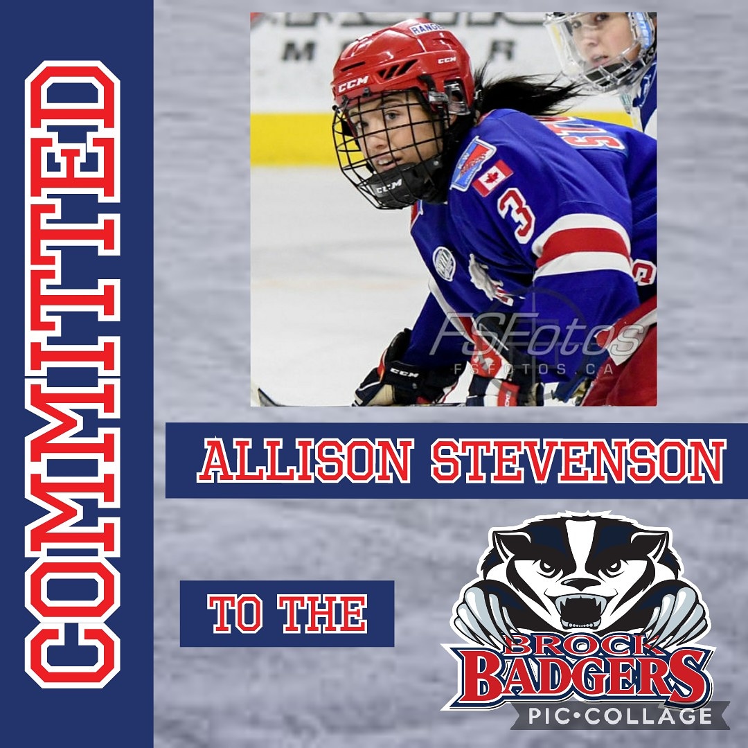🚨COMMITMENT ALERT🚨
The K-W Rangers are pleased to announce <a href="/3ajstevenson/">Allison Stevenson</a>'s commitment to the <a href="/Brock_W_Hockey/">Brock Women's Hockey</a> beginning in Fall of 2021. Congratulations Allison, you will be a great addition to the Badgers! ❤💙 #RangerPride #Ranger➡️ #Badgers #PWHL #Usports
📷 credit: <a href="/FSFotos/">FSFotos</a>