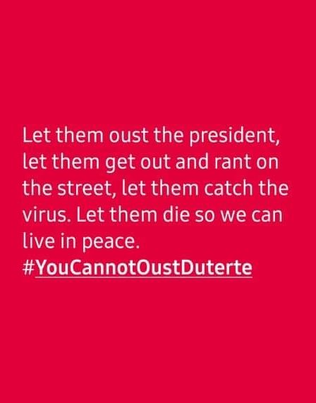 bppyngz's tweet photo. #YouCannotOustDUTERTE
#OUSTDUTERENOW kuno? Hala sige. Lumabas kayo. Para mahawaan kayo. Tssss. https://t.co/iXmMwmgnHv
