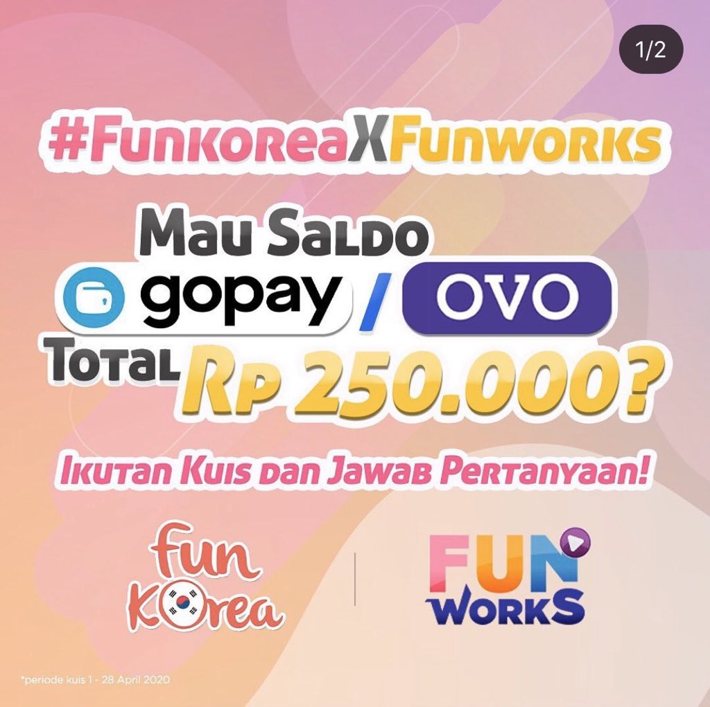 IdFunkorea's tweet photo. Hi chingudeul yg lagi bosen #dirumahaja FUNKOREA X FUNWORKS LAGI MAU BAGI2 SALDO OVO /GOPAY GRATIS! Klik ke https://t.co/8vPrR8N9rW YUK IKUTAN! #quiz #kuisberhadiah #giveaway #ovo #gratis #kuis #korea #ParkSeoJoon #ItaewonClass #funkorea #funworks #indonesia #hadiah #infokuis https://t.co/6HO6mbIYLH