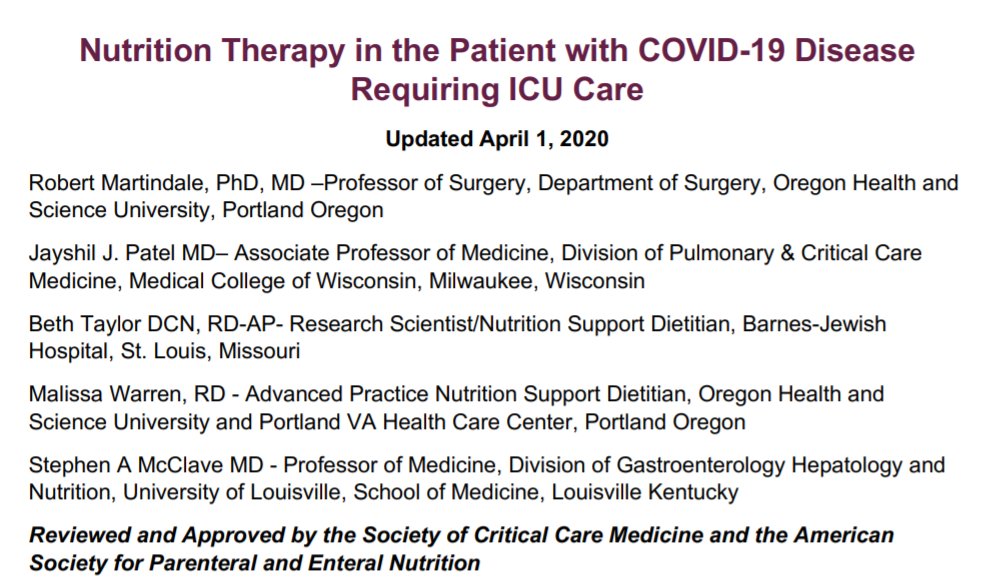 SCCM's tweet photo. Access nutrition recommendations for caring for the critically ill patient with #COVID19: https://t.co/mvcIm4LfPI #SCCMSoMe @ASPENWEB https://t.co/NvSmjFSiRU