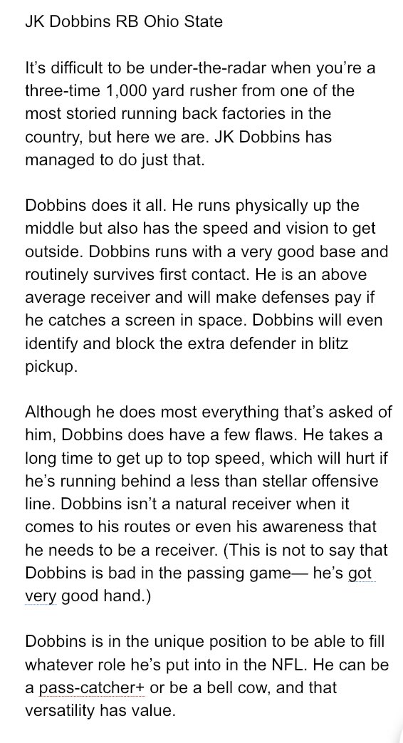 1. Jonathan Taylor RB Wisconsin 2. D’Andre Swift RB Georgia3. CeeDee Lamb WR Oklahoma 4. JK Dobbins RB Ohio State