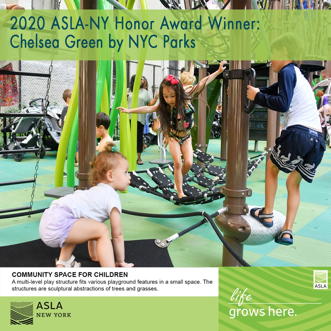 ASLA_NY's tweet photo. 2020 ASLA-NY Honor Award Winner
Chelsea Green
Designed By: NYC Parks
Description: This $5.8M project converted an abandoned sanitation building and vacant lot into a vibrant community space.

#WLAM2020 #LifeGrowsHere #nyc #landarch #aslanyc #awards @NationalASLA https://t.co/OoOM9JoMCY