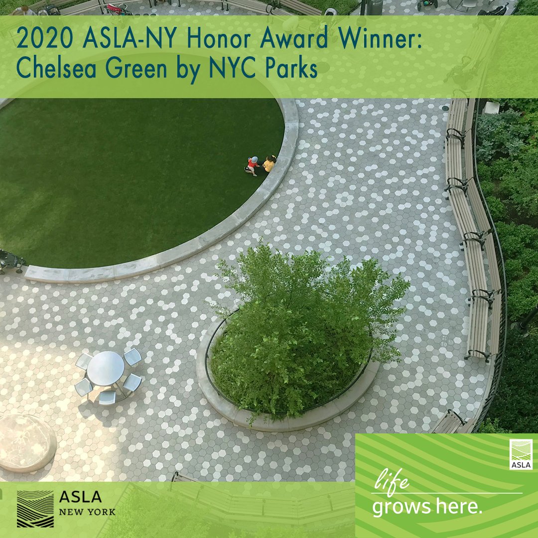 ASLA_NY's tweet photo. 2020 ASLA-NY Honor Award Winner
Chelsea Green
Designed By: NYC Parks
Description: This $5.8M project converted an abandoned sanitation building and vacant lot into a vibrant community space.

#WLAM2020 #LifeGrowsHere #nyc #landarch #aslanyc #awards @NationalASLA https://t.co/OoOM9JoMCY