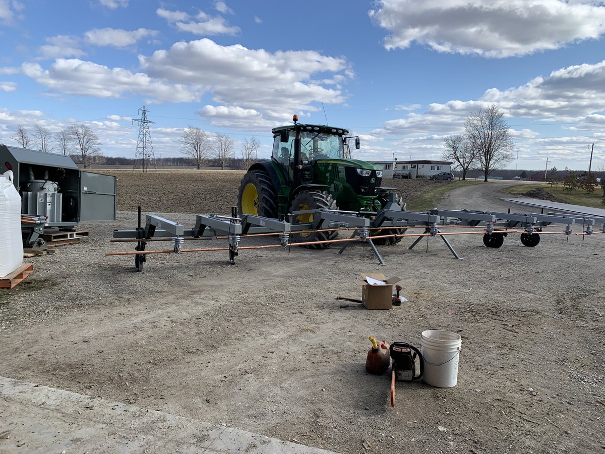 calhorst5's tweet photo. Assembling the #weedzapper today. Those late season weed escapes in the soybean field are in trouble for 2020..... at least I hope so! #organic farming https://t.co/Z7rWCBHHdf