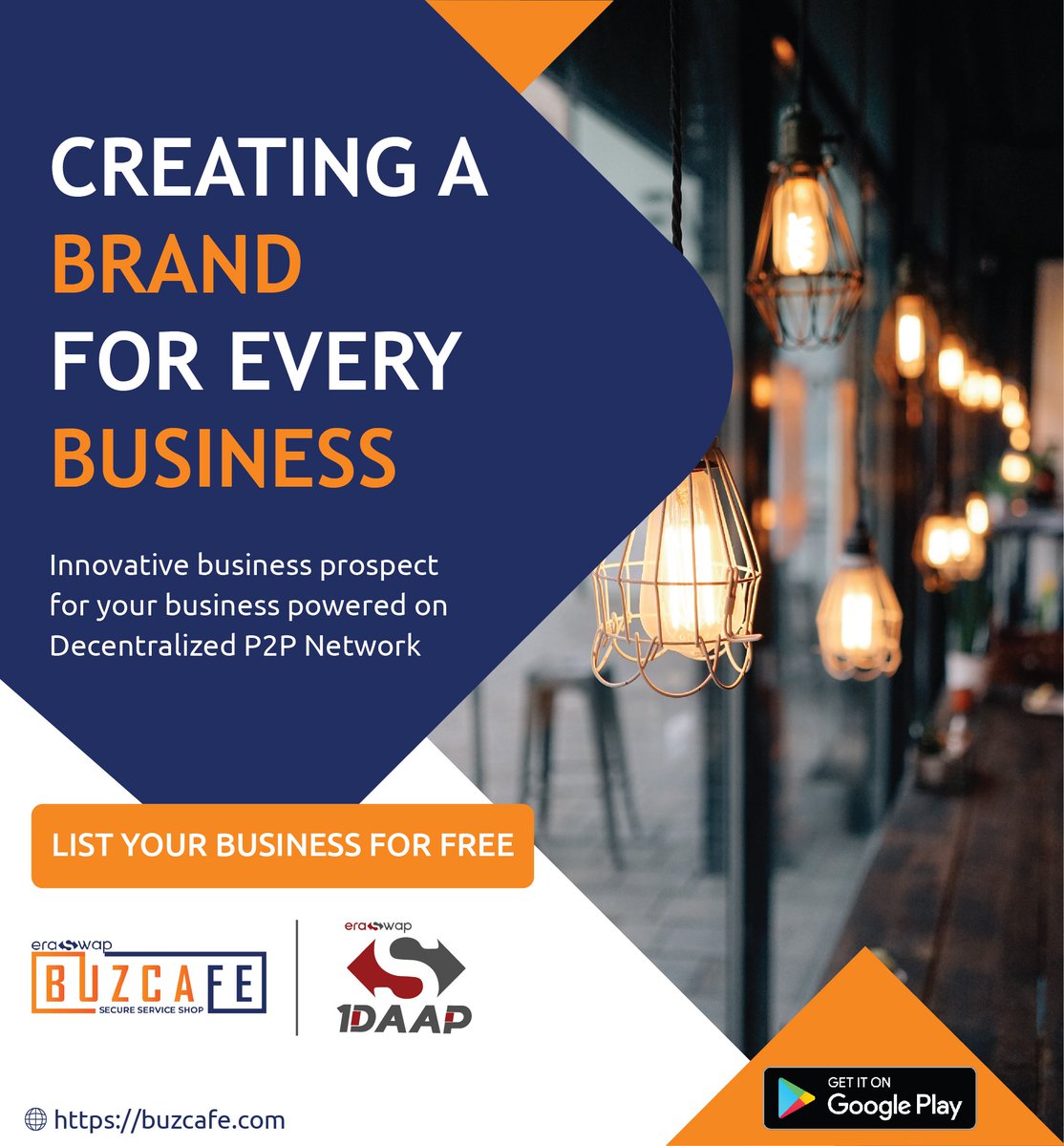 EraSwapTech's tweet photo. We welcome all sizes of businesses. List For Free Now on https://t.co/UKnTaALPmY

BuzCafe in your pocket: 
https://t.co/yCjJaJOO8Z

#Buzcafe #eraswaplife #eraswap #eMarketplace #onlineshop #p2pservices #p2p #blockchain #decentralized #securedtransaction #secured #startup https://t.co/hKOIR5OGIu