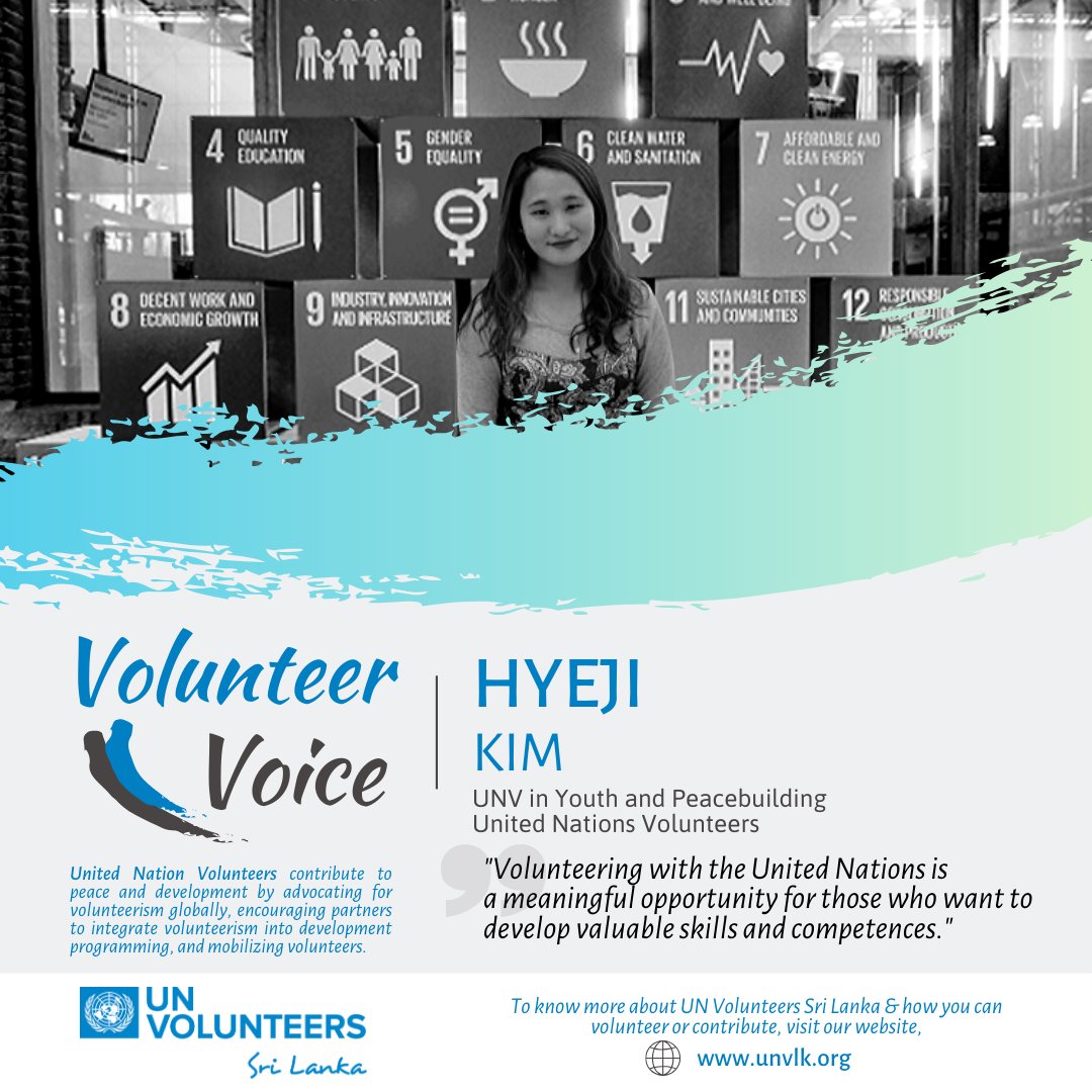 UNVSriLanka's tweet photo. The United Nations Volunteers programme contributes to peace and development through volunteerism worldwide. Read Hyeji's story in UNV: https://t.co/Hfze5YrjDz
#unvsrilanka #unvsl #unvolunteer #volunteerism #vforce #unvforce #sdgs https://t.co/bxqqDiXY9k