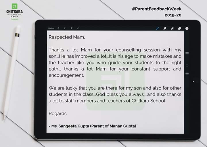 chitkara_school's tweet photo. Parent Feedback Week (2019-20)
What keeps one going is the constant acknowledgement and appreciation of the work done.
____
#CIS #ChitkaraInternationalSchool #Feedback #Parent #ParentFeedbackWeek #PositiveMessage #ThankYou #Feedback7 https://t.co/dLX0ir7qwS