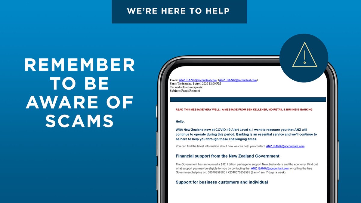 Anz New Zealand Scam Alert Hi Everyone Please Be Wary Of Fraudsters Who Are Using The Covid 19 Situation To Try And Take Advantage Of The Public T Co Vtjgbjncvs