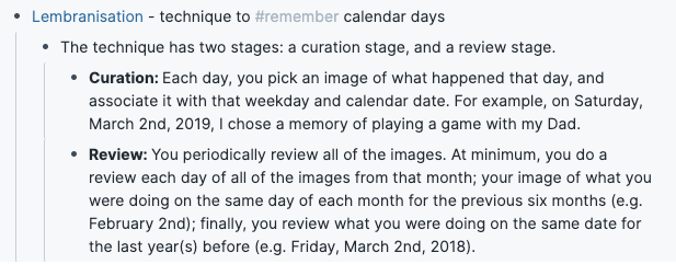 Revisiting personal events, emotions etc is a bit similar to  @tasshinfogleman's concept of Mindful Review  https://fortelabs.co/blog/the-case-for-first-brain-memory/. He also talks about an interesting concept of Lembranisation.