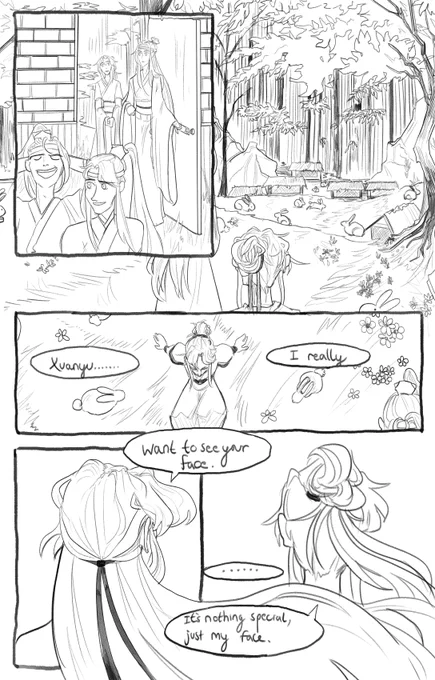 Comic commission for Chapter 11 of Serrated- by the lovely @celestialrand and @InkSplatterM !! An AU where MXY never left and shares a body with WWX (check it ouuuut: https://t.co/YnnBMyaQXg) #MDZS #Moxuanyu #WeiWuxian #LanWangji #魔道祖师 (Pt.1) 