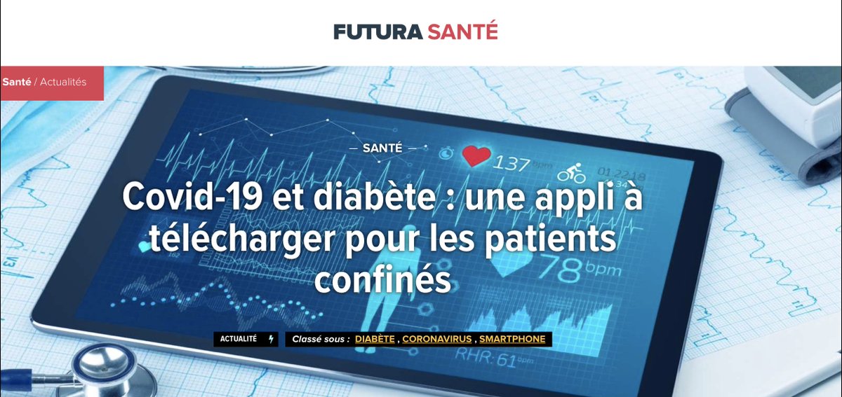 #Esanté &amp; #covid19 : "Covidiab" une application mobile pour accompagner les patients diabétiques confinés à domicile. Une initiative de l' <a href="/APHP/">Assistance Publique – Hôpitaux de Paris (AP-HP)</a> , la Fédération des Services hospitaliers de Diabétologie, de l' <a href="/Inserm/">Inserm</a>  et de l'@Univ_Paris
 📌: linkedin.com/posts/jeromele… #hcsmeufr