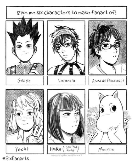 couldn't do all of them but thanks for the suggestions! #SixFanarts 
