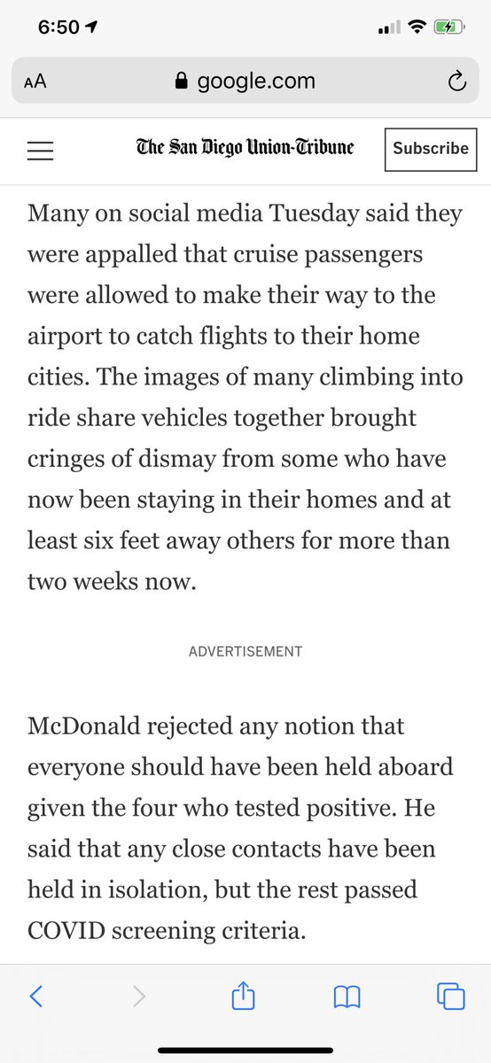 To be clear, I agree they should be allowed to disembark. Just place folks in quarantine and test before allowing everyone to scatter to the four winds. Right?? 