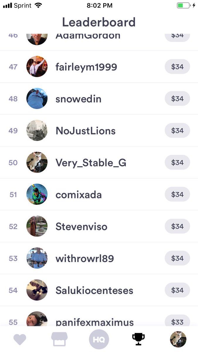 Very_Stable_G's tweet photo. @eybyon @hqtrivia @nlfhtx 2 for 4 in the #HQcomeback https://t.co/bxHl5W8W8j