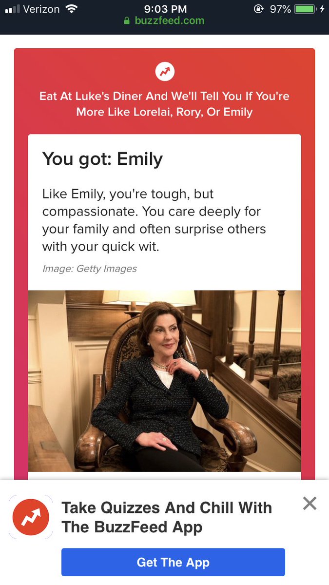 I am glad that  @BuzzFeed put this quiz out in peak Gilmore girls bullshit time but I am NOT glad about my result