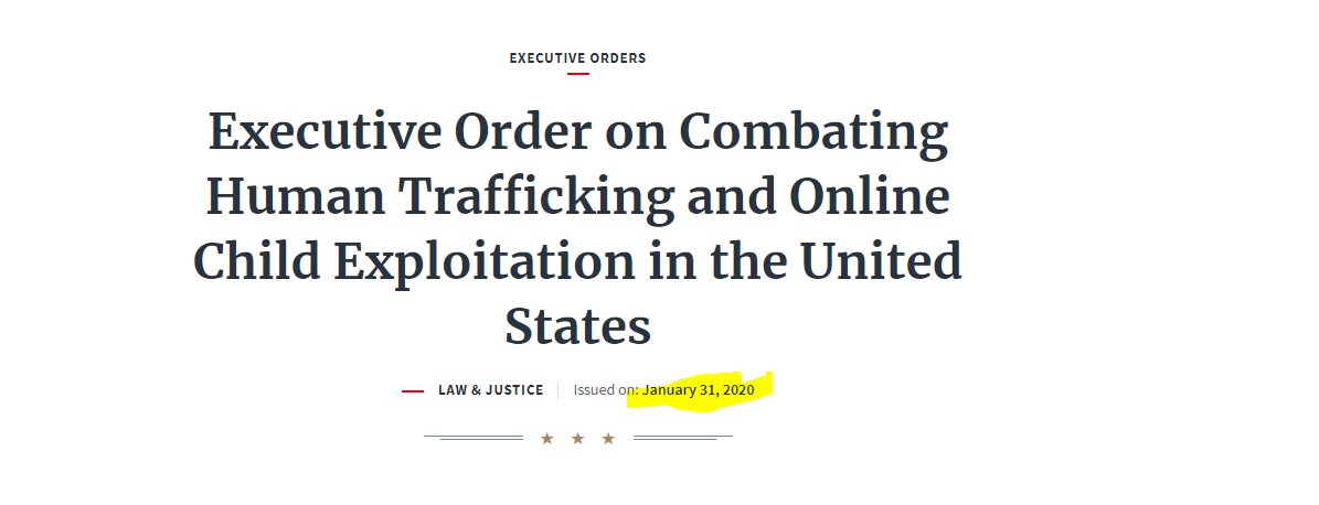 This was just signed in January. I feel like it is good evidence that Trump has been preparing for this now for a lot longer than we realize https://www.whitehouse.gov/presidential-actions/executive-order-combating-human-trafficking-online-child-exploitation-united-states/