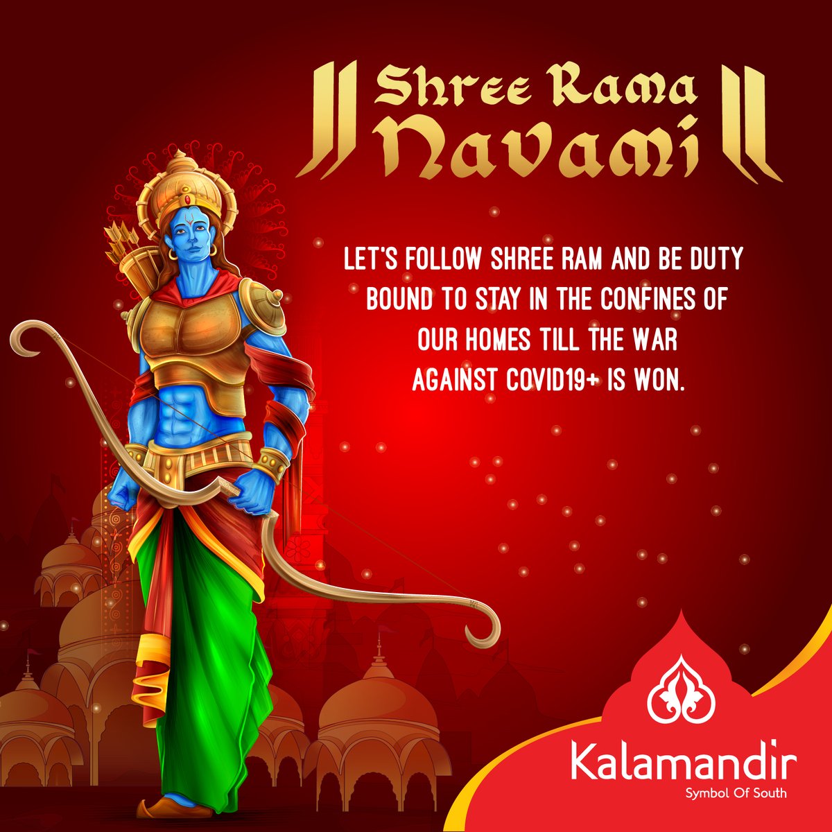 kalamandir's tweet photo. May the almighty Lord Ram bless you all, with good things and perfect health. Heartfelt Ram Navami wishes from Kalamandir. 
Stay in and Stay Healthy. 

#Kalamandir #RamaNavamiWishes #FestivalWishes #SreeRamaNavami #RamaNavami2020 #Wishes https://t.co/o3IIvpLSJj