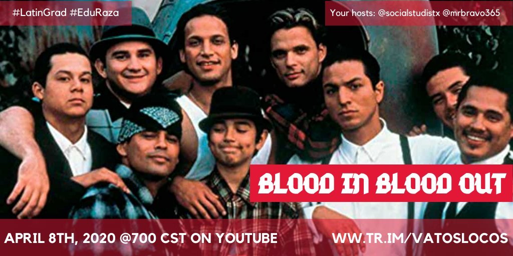 socialstudiestx's tweet photo. You probably won't see this on #HATM and that is fine, but a few of us found it to be an important movie during our youth. Join us tomorrow night 4 Blood in Blood Out/Bound By Honor: #edutwitter meets #razagrad #latingrad @mrbravo365 @ManuelMenchaca @isabeljmorales #LatinGrad https://t.co/onT7Pzea59