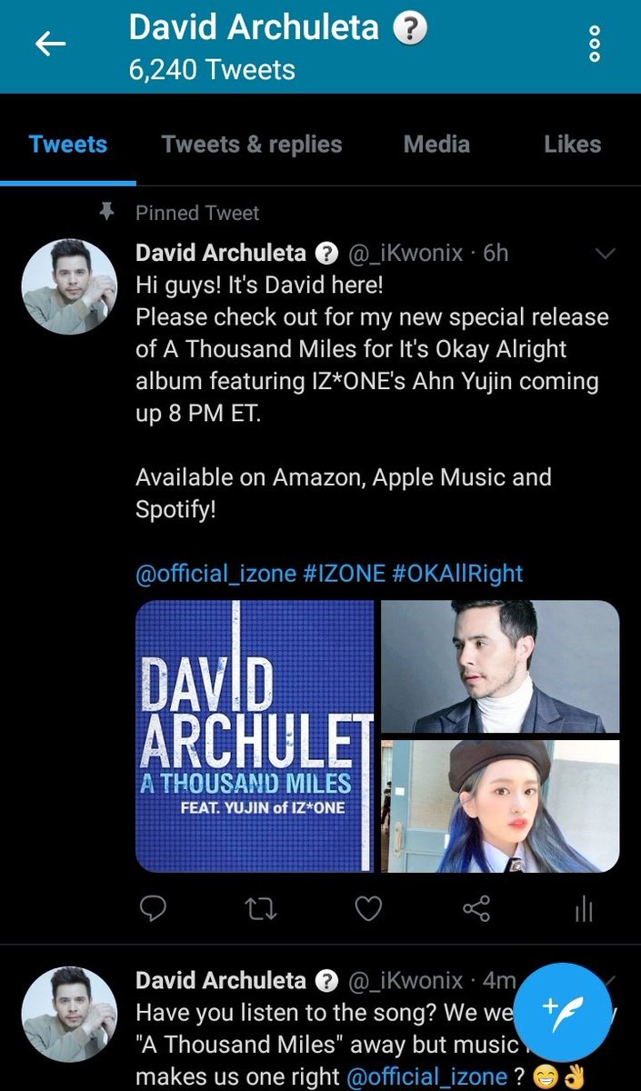 baekwonix's tweet image. Before I bid farewell to this April Fool's stuff, I just wanna shoutout my love for @DavidArchie &amp;amp; @official_izone 💙
And maybe, someday, since we dunno what the future holds, you'll both have a collab. 
#StreamFiesta &amp;amp; #OKAllRight 😅👌😉👍