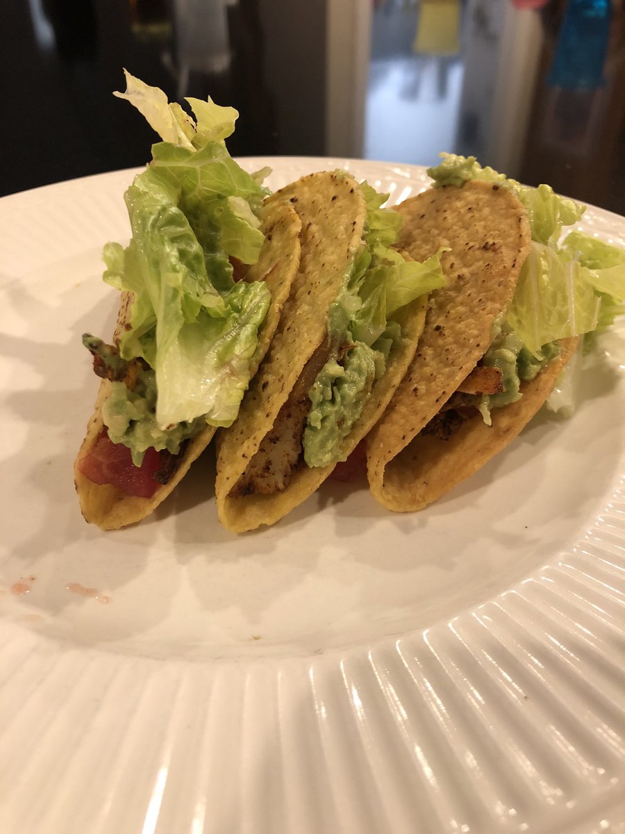 Last night was roasted cauliflower tacos.  #vegan Also made guacamole.