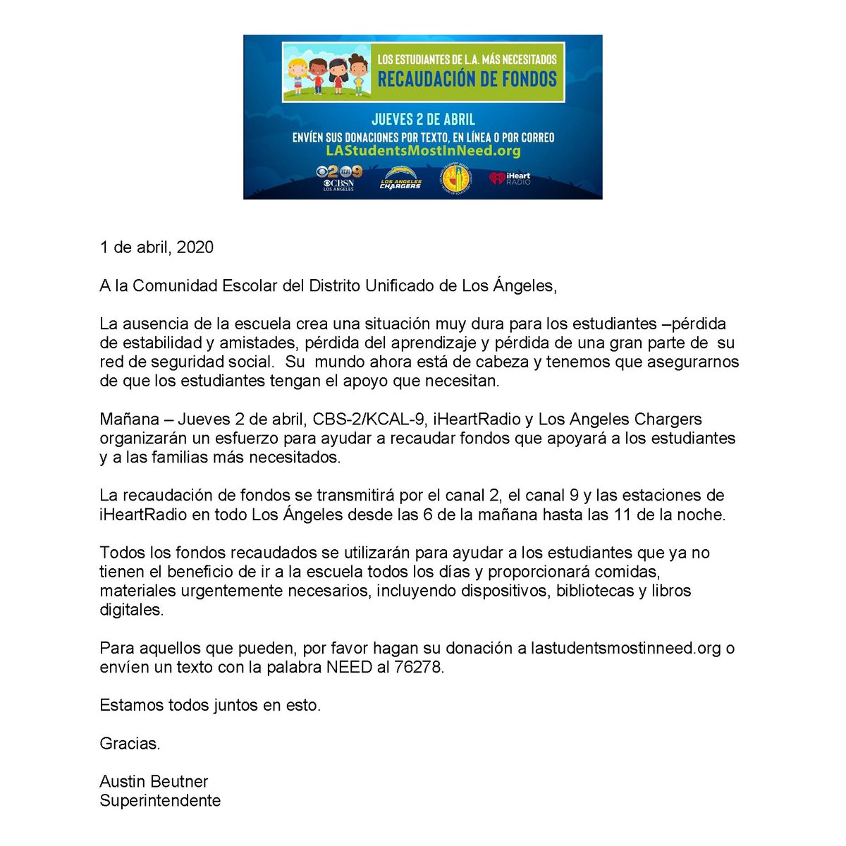 Update on April 1st
Mensaje de actualización el 1º de abril