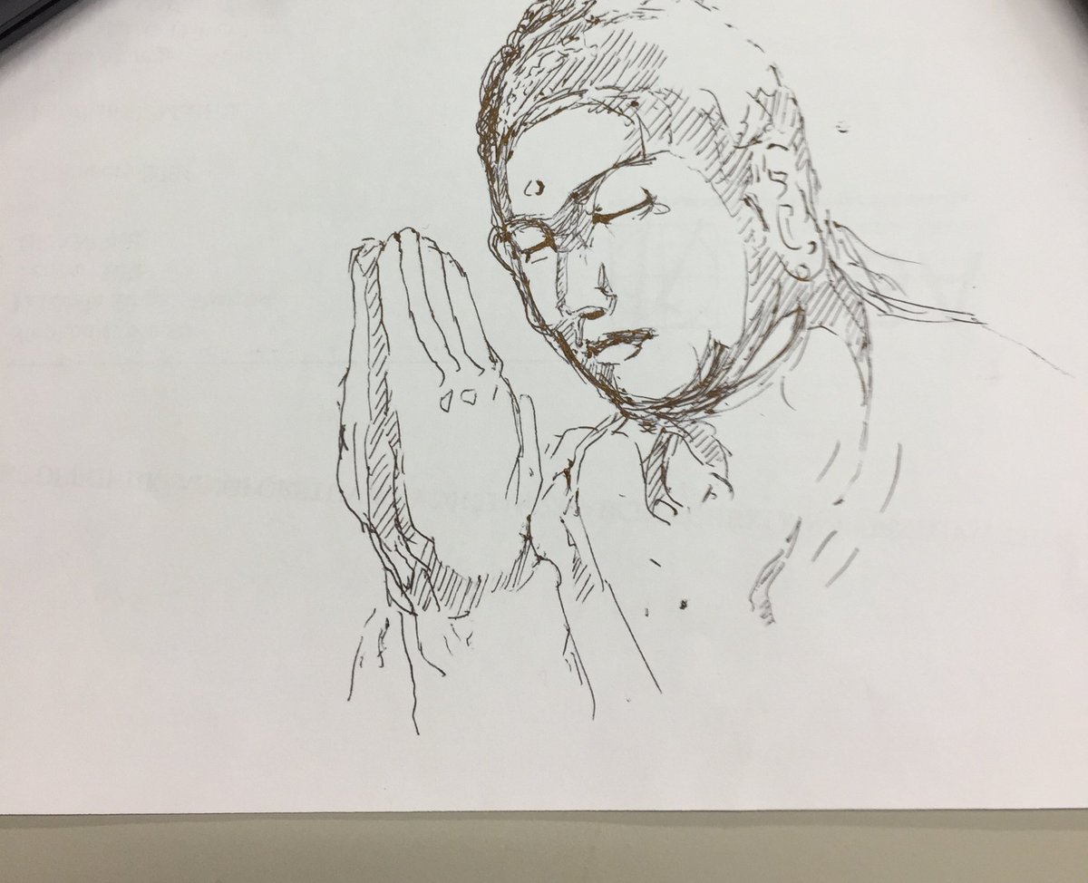 仕事中、電話での長話しに耐えられなくて描いた絵が、我ながら中々に味わい深いモノがある。

その時その時で言われた事から連想している可能性があり、一体何を考えてるんだろう…。 