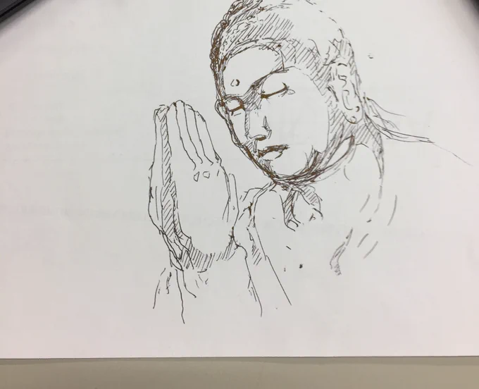 仕事中、電話での長話しに耐えられなくて描いた絵が、我ながら中々に味わい深いモノがある。

その時その時で言われた事から連想している可能性があり、一体何を考えてるんだろう…。 