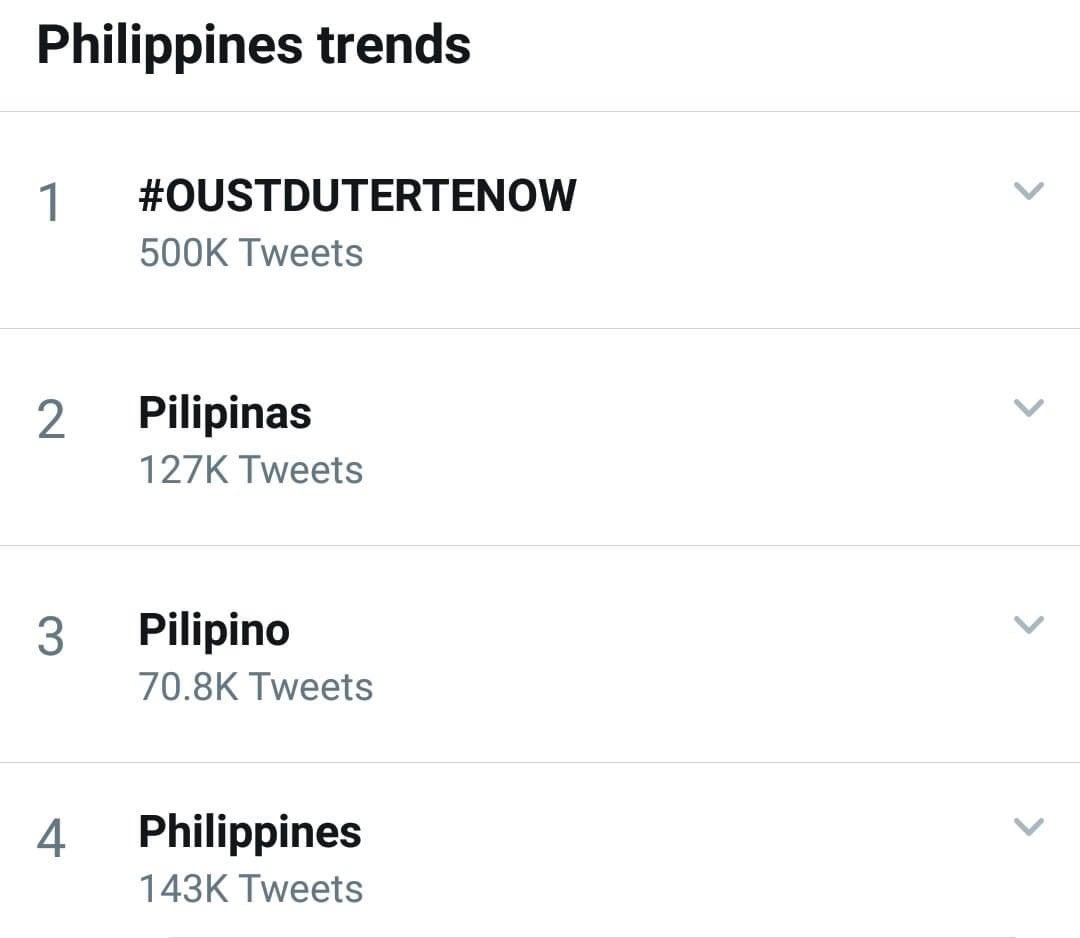 momblogger's tweet photo. The stats of #OustDuterteNow starting April 1,2020 late afternoon till the morning of April 2, 2020 trended worldwide and in the Philippines. Let's see their counter hashtag fate https://t.co/DQlmr2i2iL
