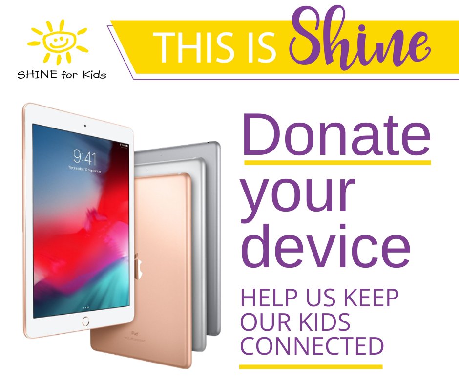 SHINEforKids's tweet photo. Do you have an unused iPad your could donate?

Help our kids stay connected with their parent in custody &amp; their volunteer mentors while prisons are closed to visitors during COVID-19 pandemic. https://t.co/xpJTaj5tGf https://t.co/bF5KG7DlgE