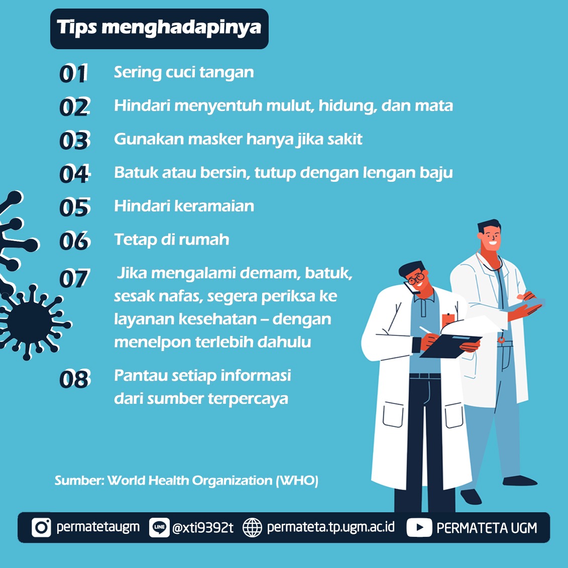 Hai, selamat siang! Masih semangat? Semoga masih ya! Eh eh bosen dirumah ya? Kami ada konten buat dibaca nih, tentang COVID-19. Silahkan dibaca ya😄
#PERMATETA
#DiRumahAja