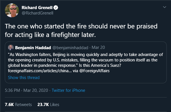 TIP  @ezy06001 Can't tell you how amazed I am at the chain of events that have unfolded . . . Thank you . @RichardGrenell for being among America's best.
