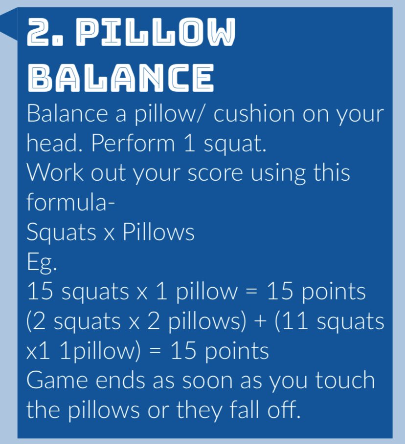 HullActiveSch's tweet photo. Secondary Challenge 9:
PILLOW BALANCE
#IsolationIcons who can get the highest score before their pillow falls off?
#StayHomeStayActive
https://t.co/hgvhlYSCZX https://t.co/UD1xrehhZK