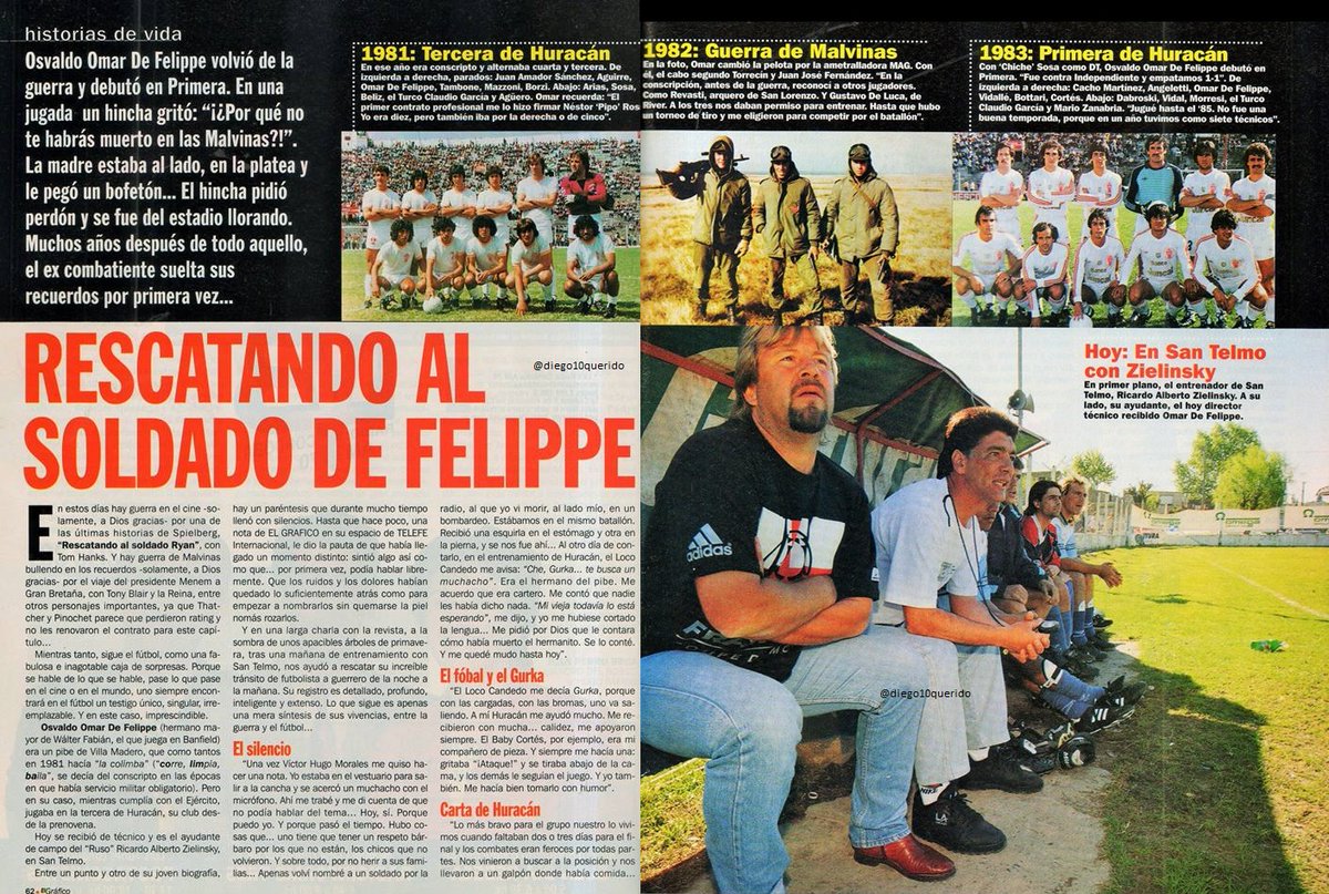Diego10Querido's tweet photo. Omar de Felippe (@OmarDeFelippeDT) volvió de la guerra y debutó en primera. En una jugada, un hincha gritó: "¡Por qué no te habrás muerto en las Malvinas!". La madre de De Felippe estaba al lado y le pegó un bofetóm. El desubicado pidió perdón y se fue llorando de la cancha. https://t.co/kGJD3mXAC5