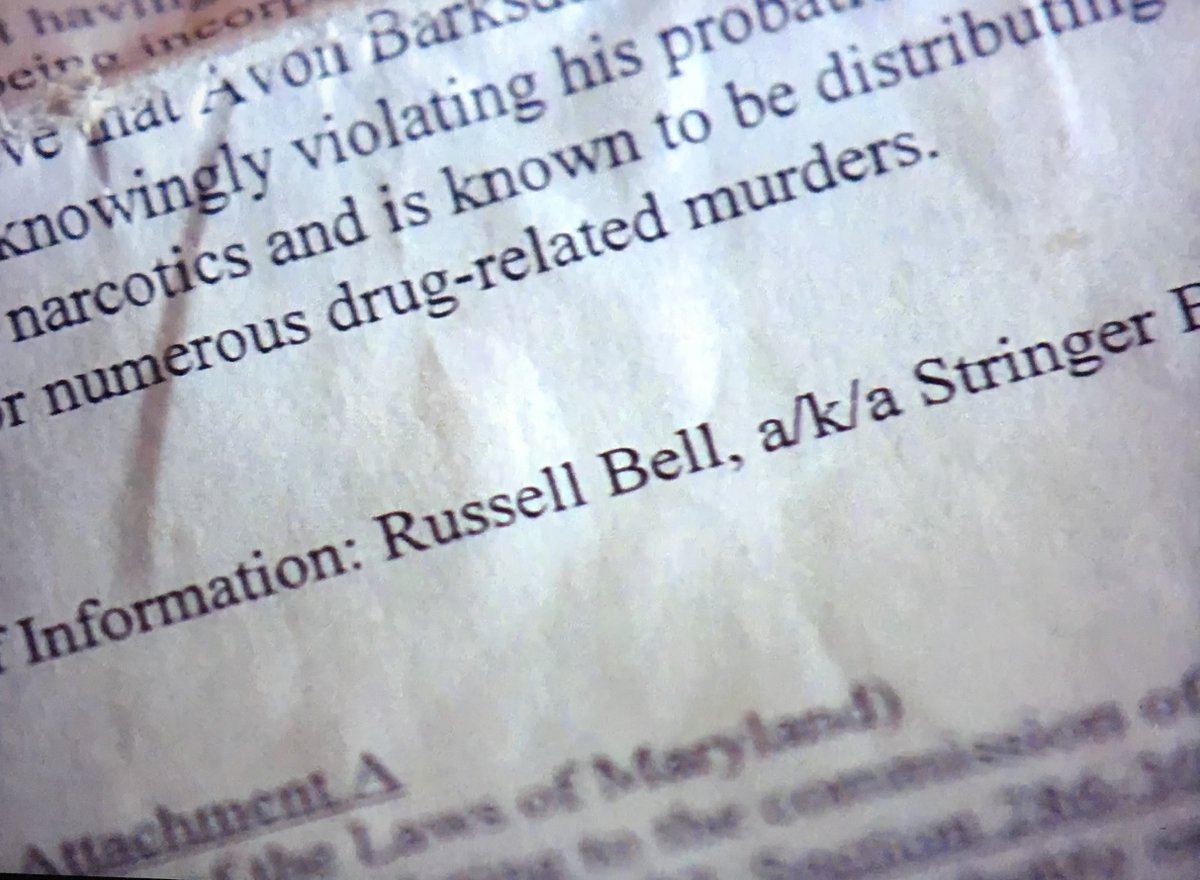 McNulty shows Avon exactly who ratted him out. Russell aka Stringer Bell. (aka Achmed if you need the FBI’s help during the war on terror)