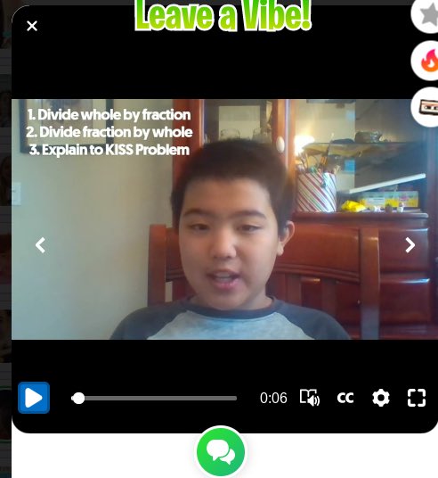 tallteacher15's tweet photo. The kids became the teachers today. They are giving me lessons on how to divide fractions using @Flipgrid . Great way to check for understanding. #beawesome #rusdproud #distancelearning #DistanceTeaching #studentvoice https://t.co/Tt2DU036MI