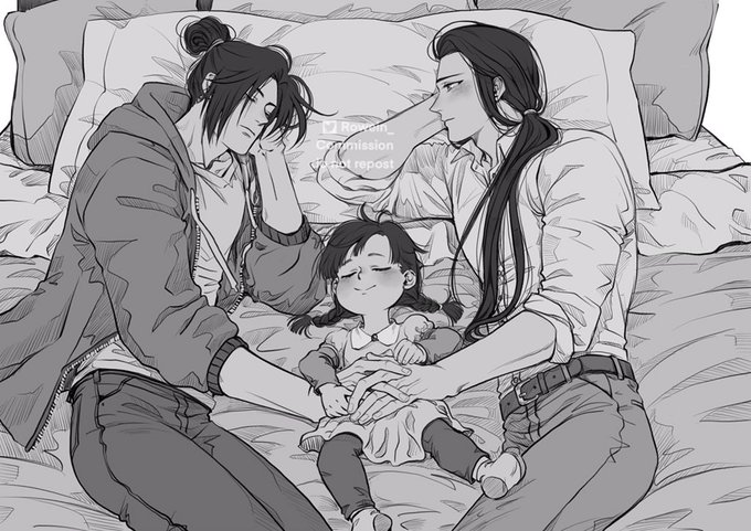 Commission for @lanwanjin based in the fic Home is far Away (  https://t.co/m29ABuLlG3 ) by @LeighKuma in where #xicheng had a daughter and is so sweet, I love her ?? 