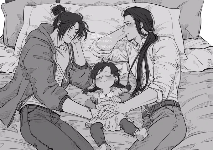 Commission for @lanwanjin based in the fic Home is far Away (  https://t.co/m29ABuLlG3 ) by @LeighKuma in where #xicheng had a daughter and is so sweet, I love her ?? 