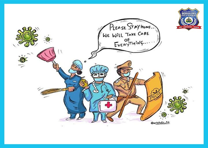 BlrCityPolice's tweet photo. Dear Bengalurians, 
It has been a week, since all our fight against COVID has begun.
V shall rest not,till our city is made safe for u&amp;ur family. 
Yet, there is 1 important thing for this anti covid journey for d next 2 weeks 2 be successful-YOUR SUPPORT.
R u with us? https://t.co/P2I7SoEM76