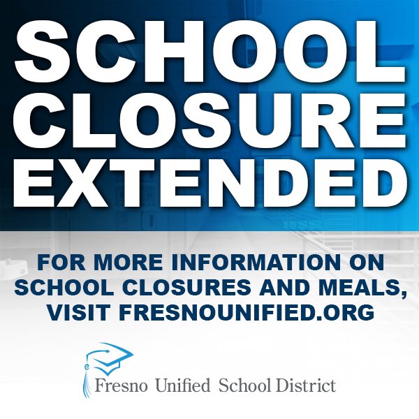 fresnounified's tweet image. As of 9:02pm this evening, April 1st, our Board of Education has voted unanimously to extend our school closure through the rest of the 2019-2020 school year.

This decision is not made lightly, but in the best interest of our student and staff’s safety and health.