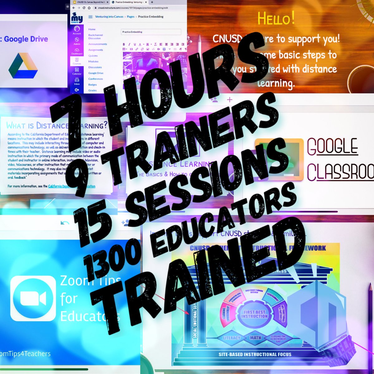 To all my <a href="/CNUSD/">Corona-Norco USD</a> peeps we are here to support you! Kudos to our trainers today who rocked it! We got over 1,300 teachers through sessions on on <a href="/GoogleForEdu/">Google for Education</a> <a href="/CanvasLMS/">Canvas LMS</a> @zoom_us &amp; more. We are adding more sessions + evenings &amp; Sat! #CNUSD #CNUSDInnovate #CNUSDAlwaysLearning