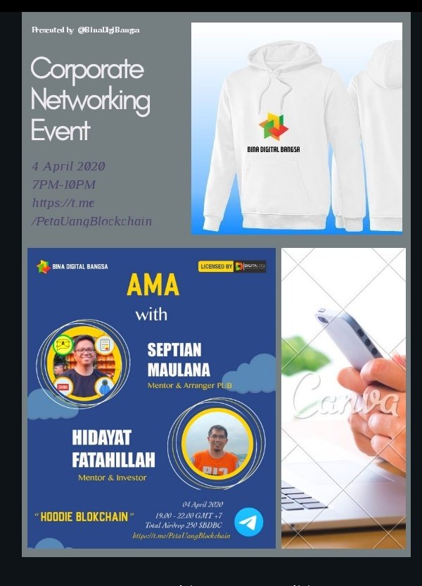 dandhika1's tweet photo. #AMASesi8 bertema "Hoodie Blockchain" akan hadir via https://t.co/quRTFYzGlo pada
๐ 4 April 2020
๐ฐ 19.00 - 22.00
๐ข Arranger #PetaUangBlockchain Septian @tianbuyung dan Hidayat F. @HFatahillah
Event diselenggarakan oleh @BinaDigiBangsa atas lisensi @Digitalogi. https://t.co/39eed6Nvkh