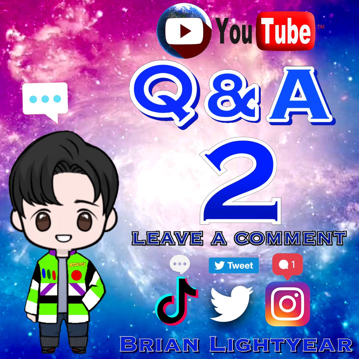 Brian_Lightyear's tweet photo. Doing another Q&amp;A you can ask anywhere on the comments 💬to these social media’s 🌐 and will answer them on @YouTube with shoutouts. Ask anything to get to know more about me mostly you guys 😊✨🚀
Keep it positive and spread the love to infinity and beyond!!! 💙
#BrianLightyear https://t.co/gjxyR2wqus