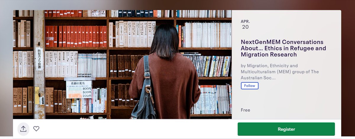 charlieyoung_88's tweet photo. Looking forward to the upcoming 'NextGenMEM Conversations About… Ethics in Refugee and Migration Research' to be held online! Register here: https://t.co/Wm4t4GBcTJ @eventbrite #nextgenmem @TASA_MEM @AustSoc @HeidiHetz @JoraBroerse @MigrationMonash @tasapostgrads https://t.co/W6dKkerJzI